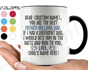 Gepersonaliseerde Franse Bulldog Dog Dad Mok, Frenchie Men Gifts, Frenchie Dog Daddy Mok, Franse Bulldog Eigenaar Present Gift, Beste Frenchie Ever