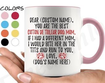 Personalizado Cotie perro mamá taza de café, Coton De Tulear perro propietario, Coton perro mujeres regalos, Cotie mamá regalo presente, Cotie perro mamá taza de café