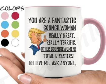 Zabawny fantastyczny kubek do kawy dla radnej, prezenty dla radnej Trump, najlepszy prezent urodzinowy dla radnej na Boże Narodzenie i ukończenie szkoły dla niego i dla niej