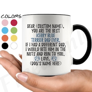 Personalized Kerry Blue Terrier Dog Dad Coffee Mug, Kerry Dog Owner, Irish Blue Terrier Dog Men Gifts, Kerry Blue Terrier Daddy Present