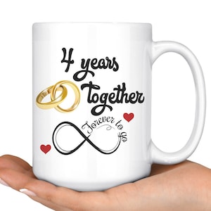 4th Wedding Anniversary Gift For Him And Her, 4th Anniversary Mug For Husband & Wife, 4 Years Together, Married 4 Years, 4 Years With Her