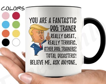 Taza de café divertida y fantástica con diseño de entrenador de perros, regalos de Trump, el mejor regalo de cumpleaños para entrenador de perros, regalo de graduación de Navidad para entrenador de perros