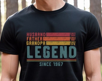 Personalized Husband, Father, Grandpa, Legend Shirt, Grandpa Retro Vintage Tee, Father's Day Custom Year Est. 2024 Gift for Men Dad Birthday