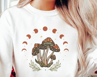 Goblinecore Sweater, Celestial Mushroom Sweatshirt, Fairycore Sweater Gift For Her, Academia Crewneck, Aesthetic Mushrooms Clothes