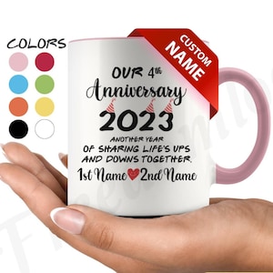 Personalized 4th Wedding Anniversary Gift For Him And Her, Fourth Anniversary Mug For Husband & Wife, Wifey Hubby Mug, 4 Years Together