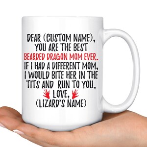 Regalos personalizados de mamá dragón barbudo, taza de mamá dragón barbudo, dueño de dragón barbudo, regalos de dragón barbudo para mujeres, regalo de regalo de lagarto