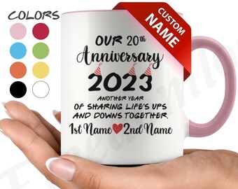 Personalized 20th Wedding Anniversary Gift For Him And Her, Twenty Anniversary Mug For Husband & Wife, Wifey Hubby Mug, Married For 20 Years