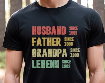 Personalized Husband, Father, Grandpa, Legend Shirt, Grandpa Retro Vintage Tee, Father's Day Custom Year Est. 2023 Gift for Men Dad Birthday
