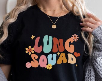 Lung Squad Nurse Shirt, Floral Lung Squad Shirt, Pulmonology Shirt, Long Cancer Awareness Tee, Cancer Warrior Tee, Respiratoire Therapie Shirt