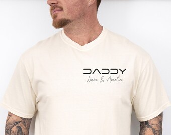 Personalisiertes Daddy Comfort Colors Shirt, benutzerdefinierte Kindernamen T-Shirt für Daddy, zum ersten Mal Vater, Vatertagsgeschenk für ihn, Eltern für Sweatshirt