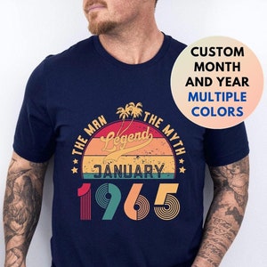 60th Legend Birthday Shirt, 1965 Gift For Him, Father&#39;s Day Tee, Personalized Husband Father Grandpa, 60th Birthday Gift For Men, Sixty Bday