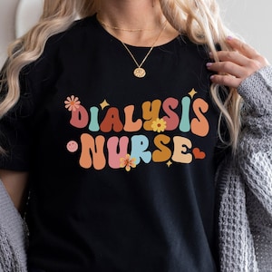 Dialysis Nurse Retro Shirt, Nephrology Nurse T-Shirt, Heart Floral Hemodialysis Technicians TShirt, Gift Shirt For Dialysis Nursing Shirt