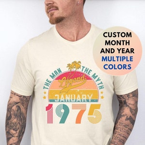 50th Birthday Shirt, 1975 Gift For Him, Father&#39;s Day Tee, Personalized Husband Father Grandpa, 50th Birthday Gift For Men, 50th Legend Shirt