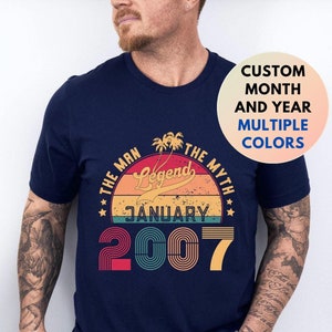 18th Birthday Shirt, 2007 Gift For Him, Father&#39;s Day Tee, Personalized 18th Birthday Gift For Men, 18th Legend Shirt, Since 2007 Tee