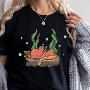 Sleeping Axolotl Shirt, Fish Lizard Nap T-Shirt, Adorable Sleeping Axolotl Tee, Cool Ambystoma Mexicanum Clothes, Gift Idea For Animal Lover
