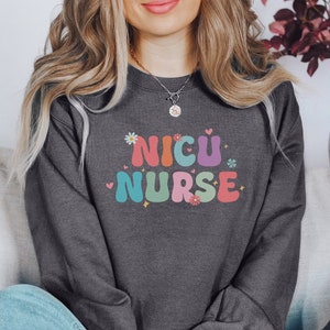 NICU Nurse Retro Sweatshirt, Neonatal Icu Pullover, LPN Grad Nursing Graphic Sweater, RN Graduation Gifts, Nursing Student Crewneck Sweater