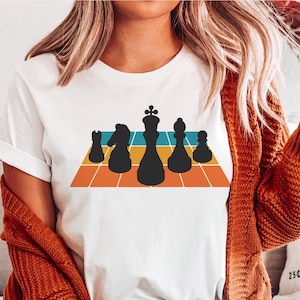Schachbrett Shirt, Strategiespiele Liebhaber Kleidung, Schachbrettspiel T-Shirt, Niedliches Brettspiel Shirt, Queen&#39;s Gambit King Shirt, Schachspieler Shirt