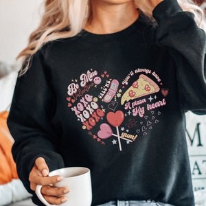 Moletom retrô com coração para o dia dos namorados, presente de dia dos namorados para ela, camisetas Be Mine Valentine, suéter com citação de dia dos namorados, lindas mulheres dia dos namorados