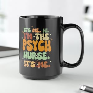 Psych Retro Black Mug 15oz, Psych Squad Office Cups, Gift For Graduation Psych Squad Coffee Mug, Psych Nurse Crew, Psychiatric-Mental Health