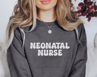 Moletom retrô para enfermeira neonatal, suéter para unidade de terapia intensiva neonatal, presente para esquadrão de UTIN, roupas para presente de semana de enfermeira, gola redonda para graduação em enfermagem de UTI
