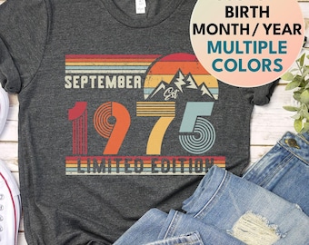 50th Birthday Retro Shirt, 1975 Birthday Sweatshirt Gift, 50 Years Bday Number Hoodie for Women / Men, Fifties Bday Tee For Wife Or Husband
