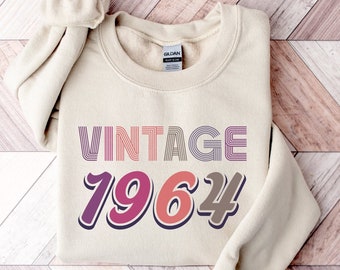 Vintage 1964 Birthday Sweatshirt, Birthday Anniversary Sweatshirt, 60th Birthday Gift For Women, 60th Birthday Party, Retro Bday