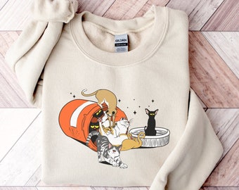 Mixed Cats Health Pill Antidepressant Sweatshirt / Hoodie, Cats For Good Mental Health Long Sleeve Shirt, Cat Lover Sweater, Cat Owner Tee