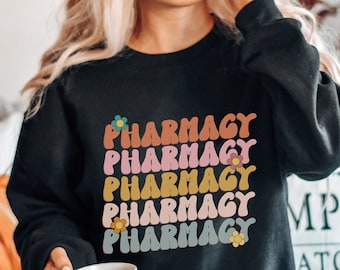 Sudadera de farmacia retro, estudiante de farmacia, regalos de graduación de farmacéutico, ropa de futuro farmacéutico, ropa divertida de tecnología de farmacia