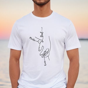 Chemise papa et enfants avec prénoms - Tee shirt fête des pères, sweat à capuche personnalisé - Cadeaux personnalisés pour papa de la part de sa fille, son petit ami et sa femme