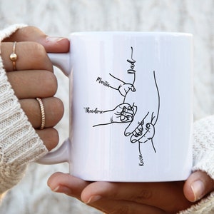 Personalisierte Kaffeetasse für Papa und Kinder, Familie mit Kindernamen, Vatertagsgeschenk von Kindern, Papa Kinderhände Tasse, Papa Geschenk von Kindern