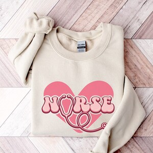 Nurse Valentine&#39;s Day Sweatshirt, Cute Valentine Outfit, Nurse Life Clothes, Nursing School Valentine Gift, Stethoscope Heart Tee