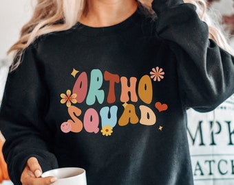 Ortho Squad Nurse Retro Sweatshirt, Orthopedic Department, Dental Health, Gift For Orthopedic Nurse Team, Nurse Appreciation Floral