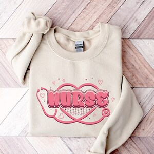 Retro Stethoscope Heart Nurse Sweatshirt, Nurse Life Sweater, Valentine Heart Sweatshirt, Healthcare Worker Gifts, Nurse Valentine Crewneck