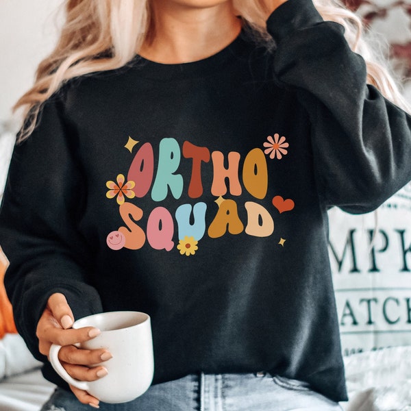 Ortho Squad Nurse Retro Sweatshirt, Orthopedic Department, Dental Health, Gift For Orthopedic Nurse Team, Nurse Appreciation Floral