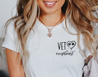 Vet Receptionist Shirt, Pet Lover Shirt, Dog Paw TShirt, Gift Tees For Veterinarian, Veterinary Appreciation T-Shirt, Vet Tech Week Apparel
