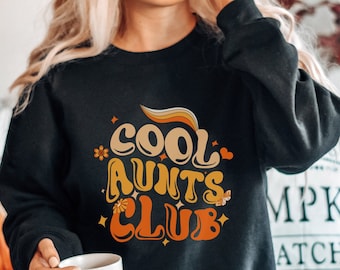 New Aunt Retro Sweatshirt, Pregnancy Announcement Sweater, Cool Auntie Outfit, Birthday Gift Ideas For Aunt, Like A Mom Crewneck Sweatshirt
