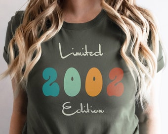 21st Birthday Retro Shirt, Limited Edition 2002 T-Shirt, Birthday Gift For Women, 21 Birthday Party Retro Y2K Birthday Tee, Born in 2002