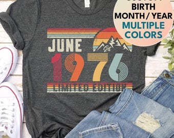 50th Birthday Retro Shirt, 1976 Birthday Sweatshirt Gift, 50 Years Bday Number Hoodie for Women / Men, Fifties Bday Tee For Wife Or Husband