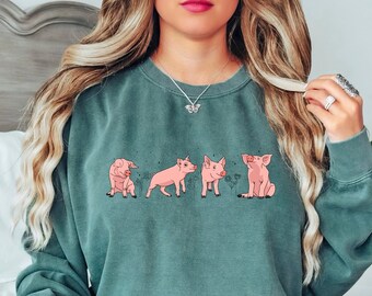 Pig Lover Comfort Colors Sweatshirt, Cute Farm Animals Xmas Holiday Gifts, Swine Mom Dad Owner Sweatshirt, Pig Shirt for Dad or Mom