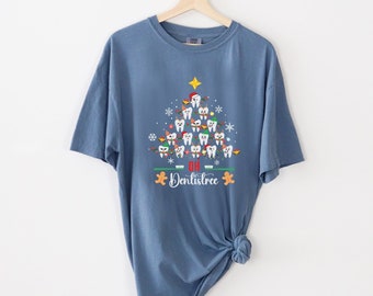 Chemise de Noël couleur confort pour dentiste, chemise d'école dentaire assistante dentaire assortie cadeau de Noël drôle de praticien dentaire pour dentiste