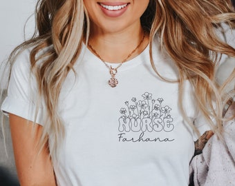 Customized Nurse Shirt, Wildflower Tees For Registered Nurse, Nurse Life T-Shirt, Nurse Graduate Floral Clothing Apprecaition Gift For Nurse