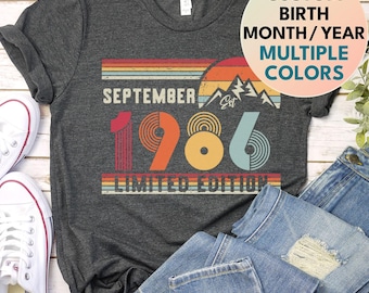 1986 Sweatshirt Retro Birthday Sweatshirt Sweater, 1986 Birthday Year Number Shirt for Women Or Men, Birthday Gift, 40th Birthday Tee