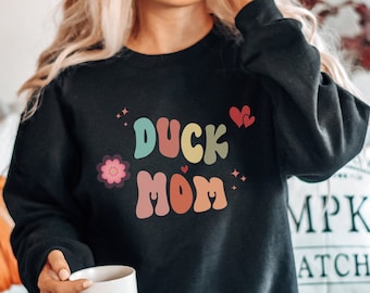 Duck Mom Floral Sweatshirt, Cute Duck Crewneck, Duck Gifts For Mom, Gift Idea For Duck Lover, Funny Duck Hunting Sweatshirt Duck Lovers Gift