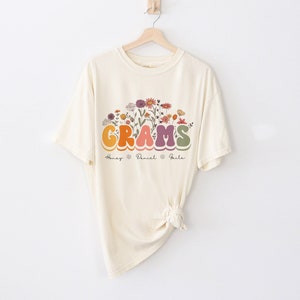 Custom Grams Floral Comfort Colors Shirt, Personalized Mother's Day TShirt Grams With Grandkid Names Personalized Gift For Grandma From Kids
