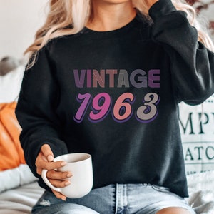 Vintage 1963 Geburtstag Hoodie, Geburtstag Jubiläum Sweatshirt, 60. Geburtstag Geschenk für Männer & Frauen Tee, 60. Geburtstagsparty, Retro Bday Shirt