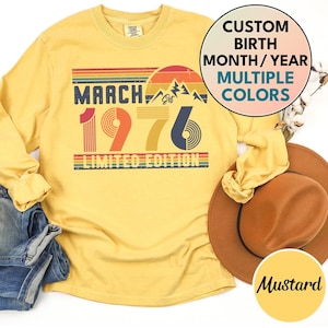 1976 Comfort Colors Long Sleeve Shirt, 1976 Birthday Sweatshirt, 1976 Birthday Year Number Sweater for Women / Men, 50th Birthday Tee Gift