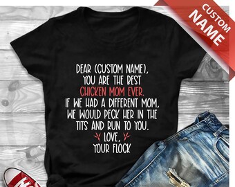 Personalized Chicken Mom T-Shirt, Chicken Women Gifts, Chicken Mommy Owner Present Gift, Best Chicken Mom T-Shirt, Chicken Lady T-Shirt