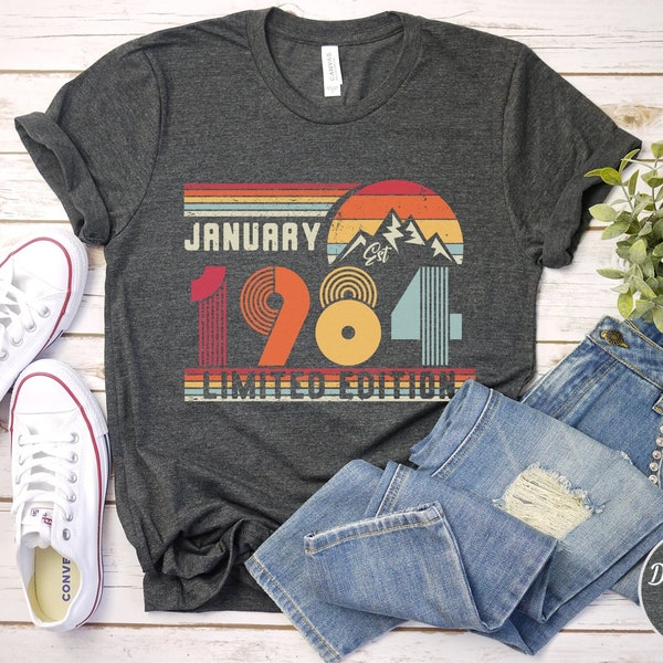 40th Birthday Retro Shirt, 1984 Birthday Sweatshirt Gift, 40 Years Bday Number Hoodie for Women / Men, Forties Bday Tee For Wife Or Husband