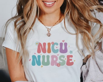 NICU Krankenschwester Retro Shirt, Stillschule T-Shirt, süße Mutter Baby Krankenschwester T-Shirts, Postpartum Krankenpflege Grad Bekleidung, Labor Lieferung Krankenschwester Kleidung