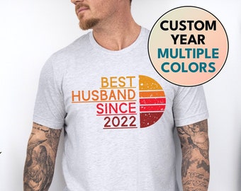 Shirt beste echtgenoot sinds aangepast jaar, T-shirt 2e huwelijksverjaardag voor partner, gepersonaliseerd sweatshirt cadeau voor hem van vrouw